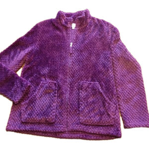 Cuddl Duds Womens S Purple Fleece Full Zip Jacket Coat Pockets Fuzzy Warm
